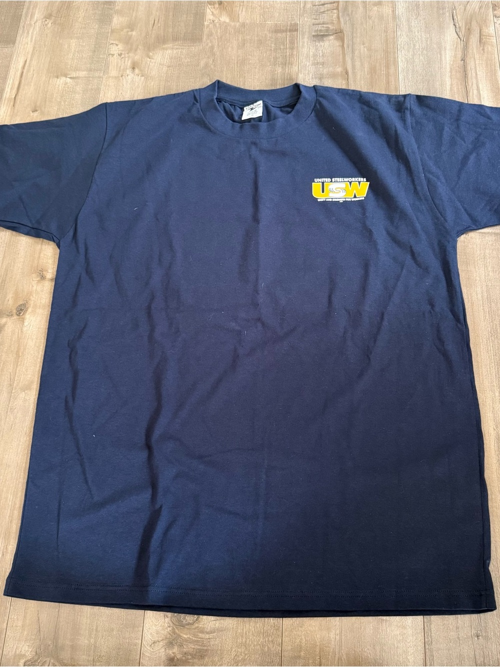 United Steel Workers Shirt Made in USA Men XL Union Line Cotton Cut 38264 Navy
